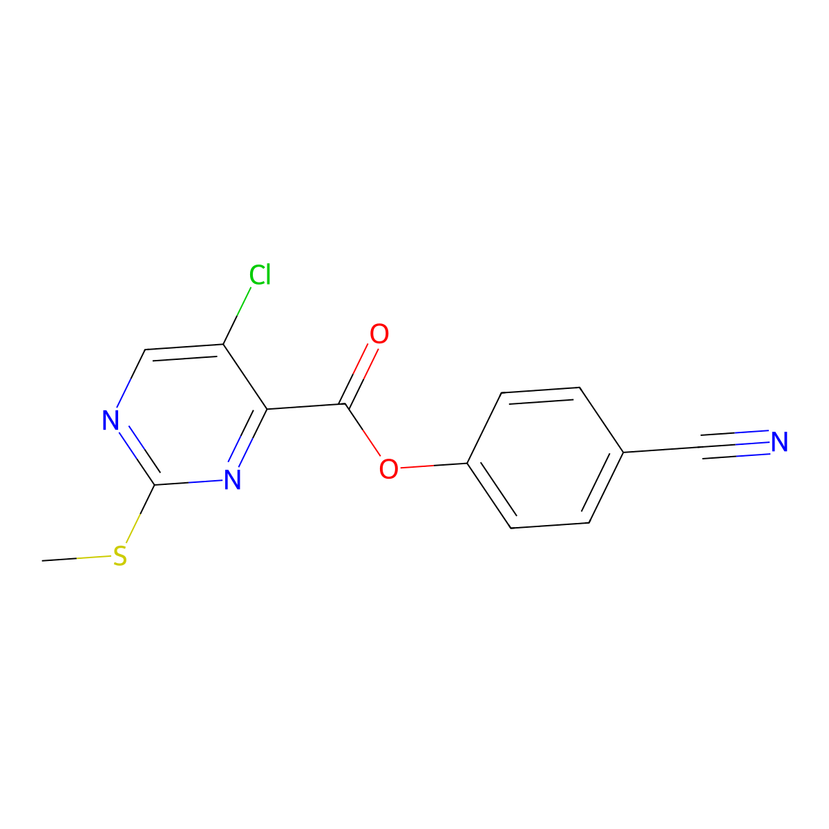 4-Cyanophenyl 5-chloro-2-(methylsulfanyl)pyrimidine-4-carboxylate molecular structure, CAS 832687-43-1