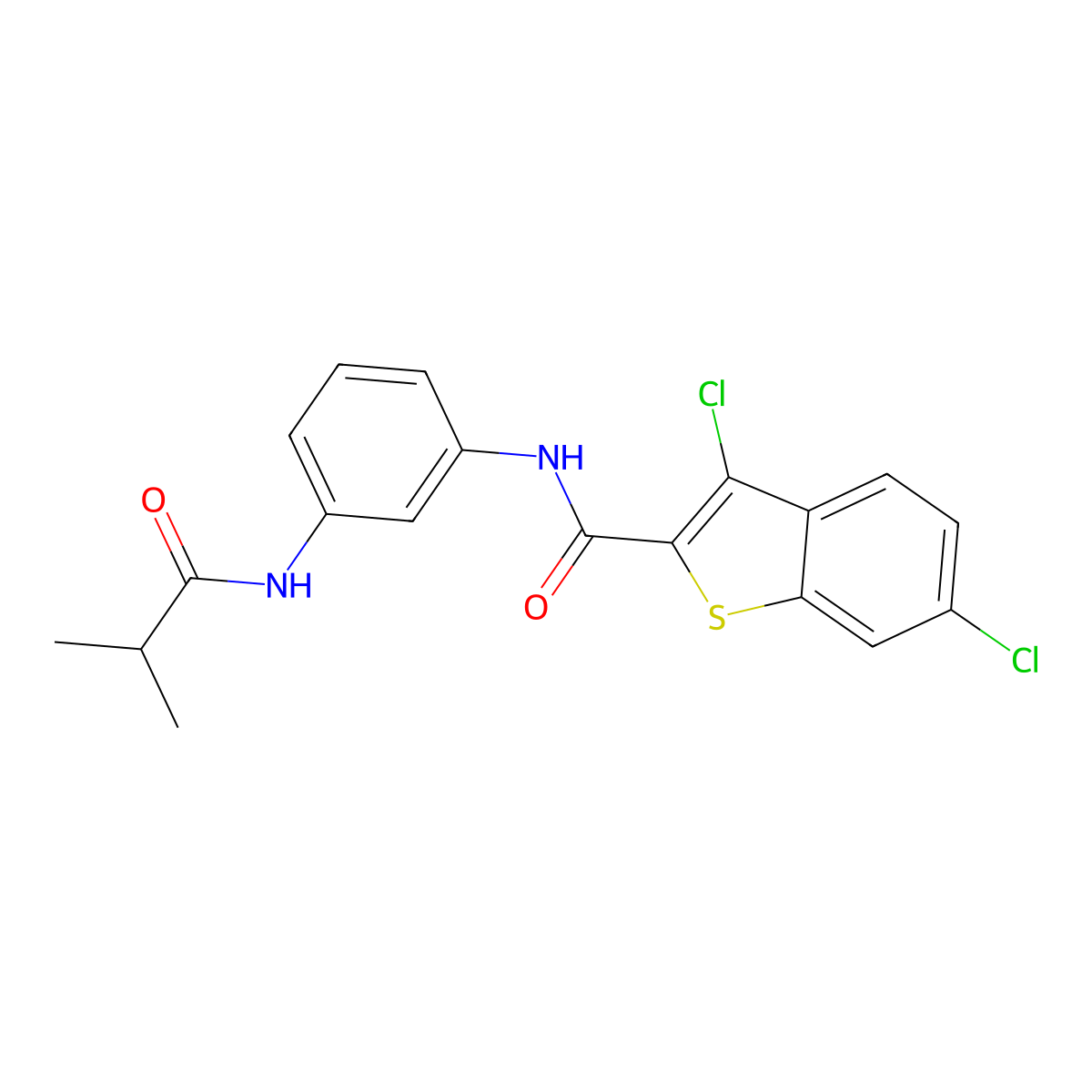 3,6-dichloro-N-[3-(isobutyrylamino)phenyl]-1-benzothiophene-2-carboxamide molecular structure, CAS 832687-44-2