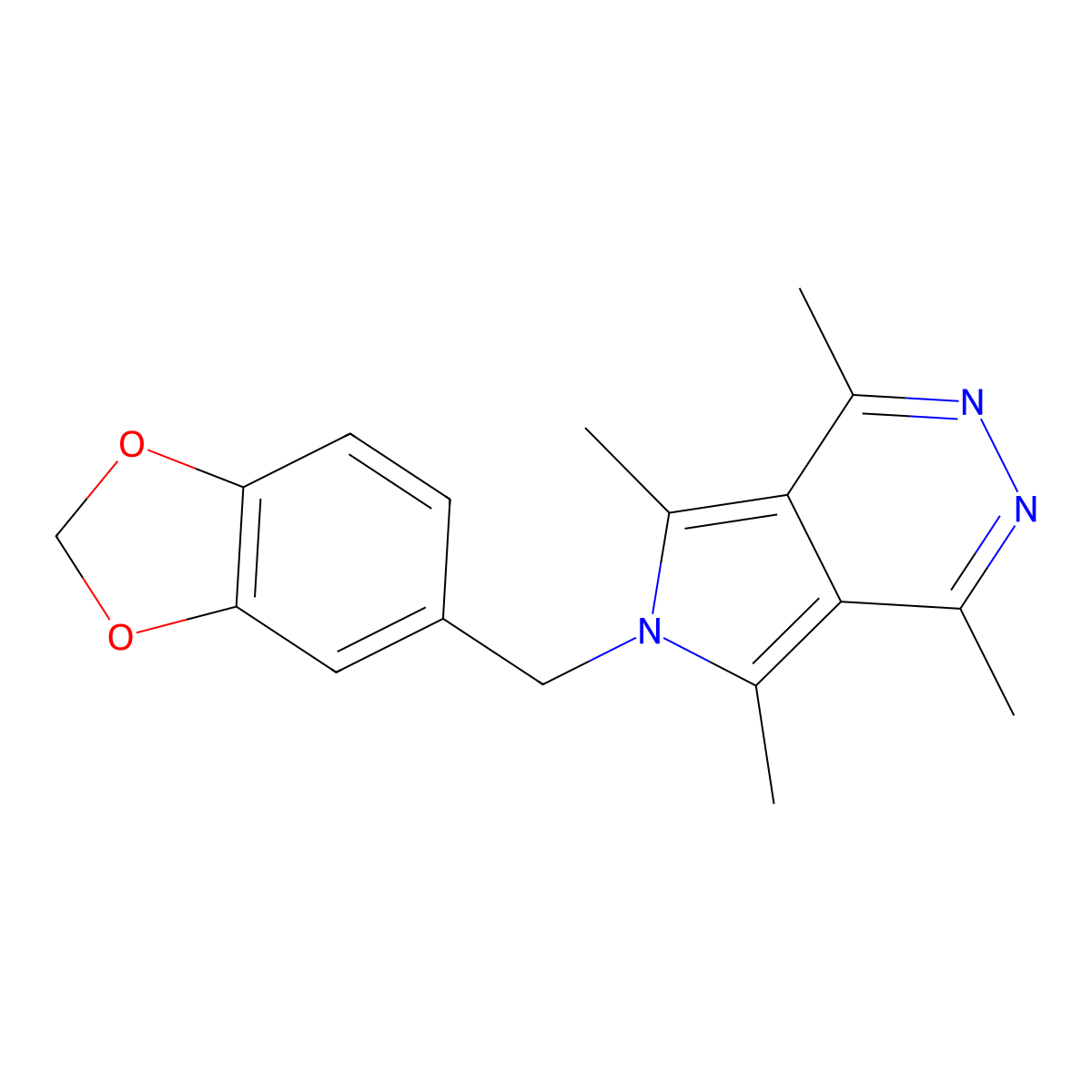 6-(1,3-Benzodioxol-5-ylmethyl)-1,4,5,7-tetramethylpyrrolo[3,4-d]pyridazine molecular structure, CAS 832687-56-6