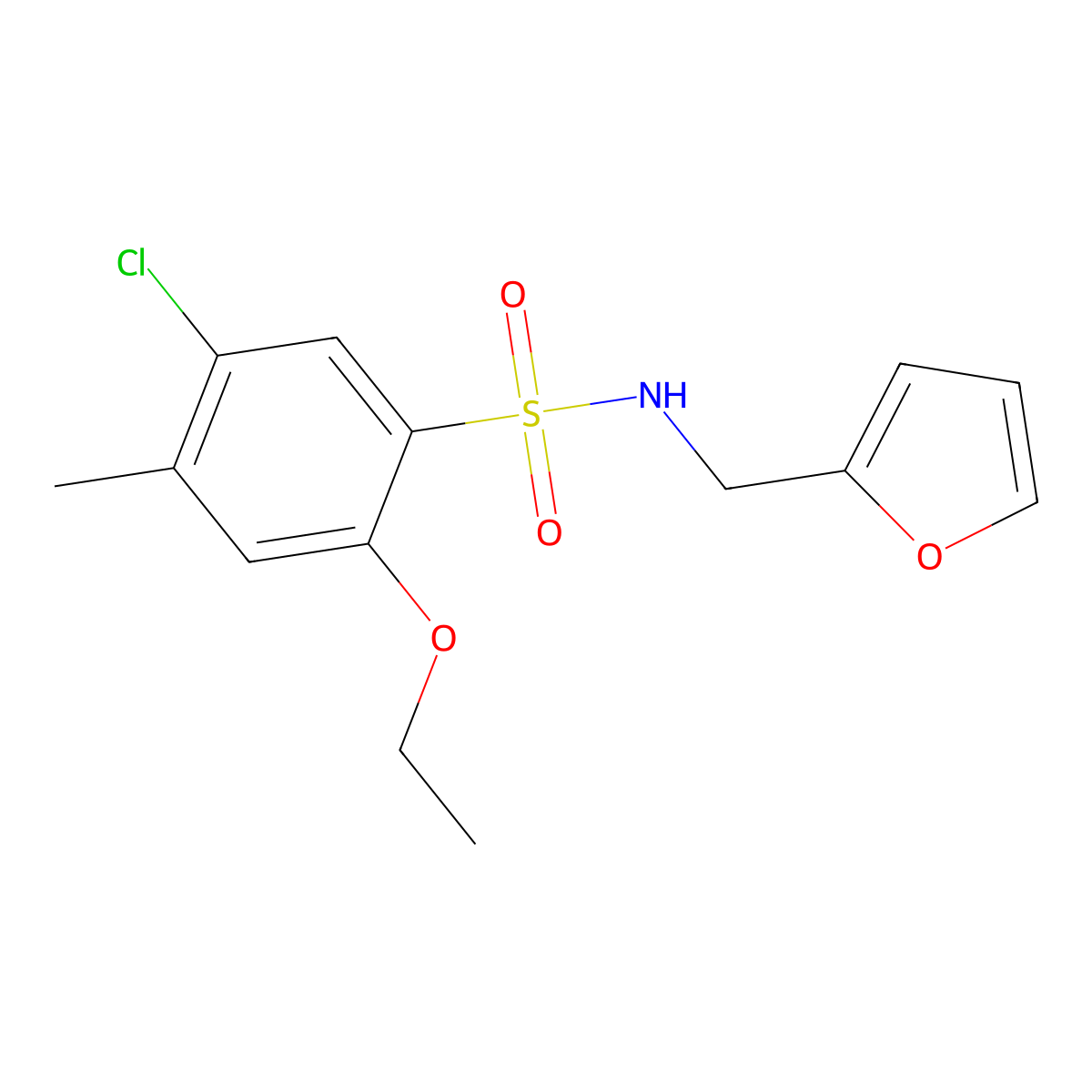 5-chloro-2-ethoxy-N-(furan-2-ylmethyl)-4-methylbenzenesulfonamide molecular structure, CAS 832688-10-5