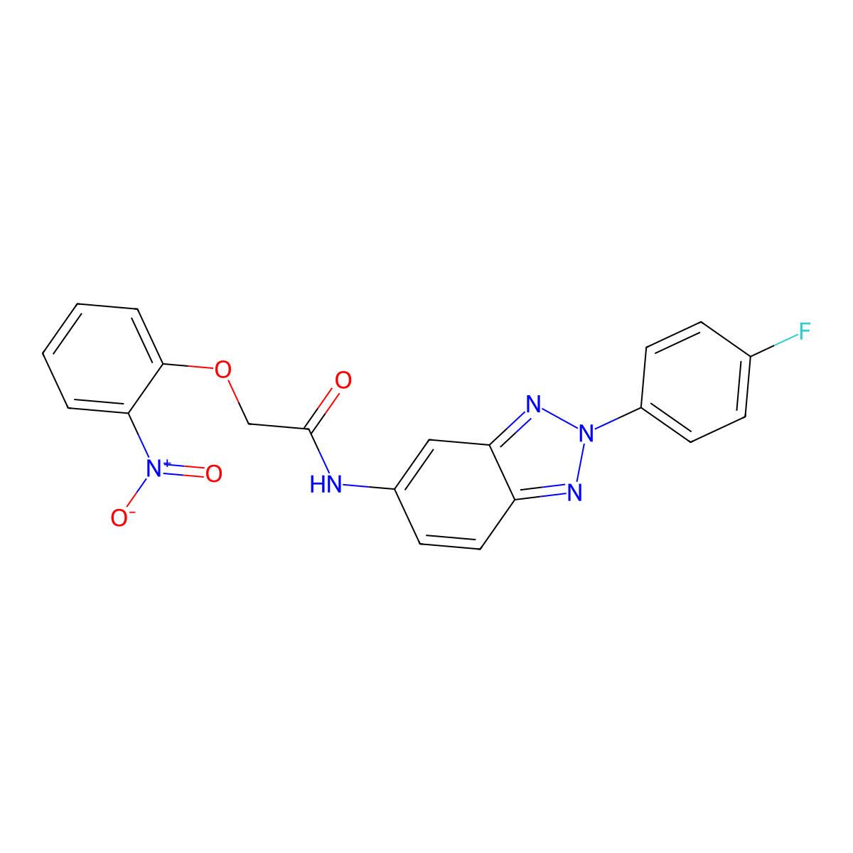 N-[2-(4-fluorophenyl)benzotriazol-5-yl]-2-(2-nitrophenoxy)acetamide molecular structure, CAS 832688-18-3