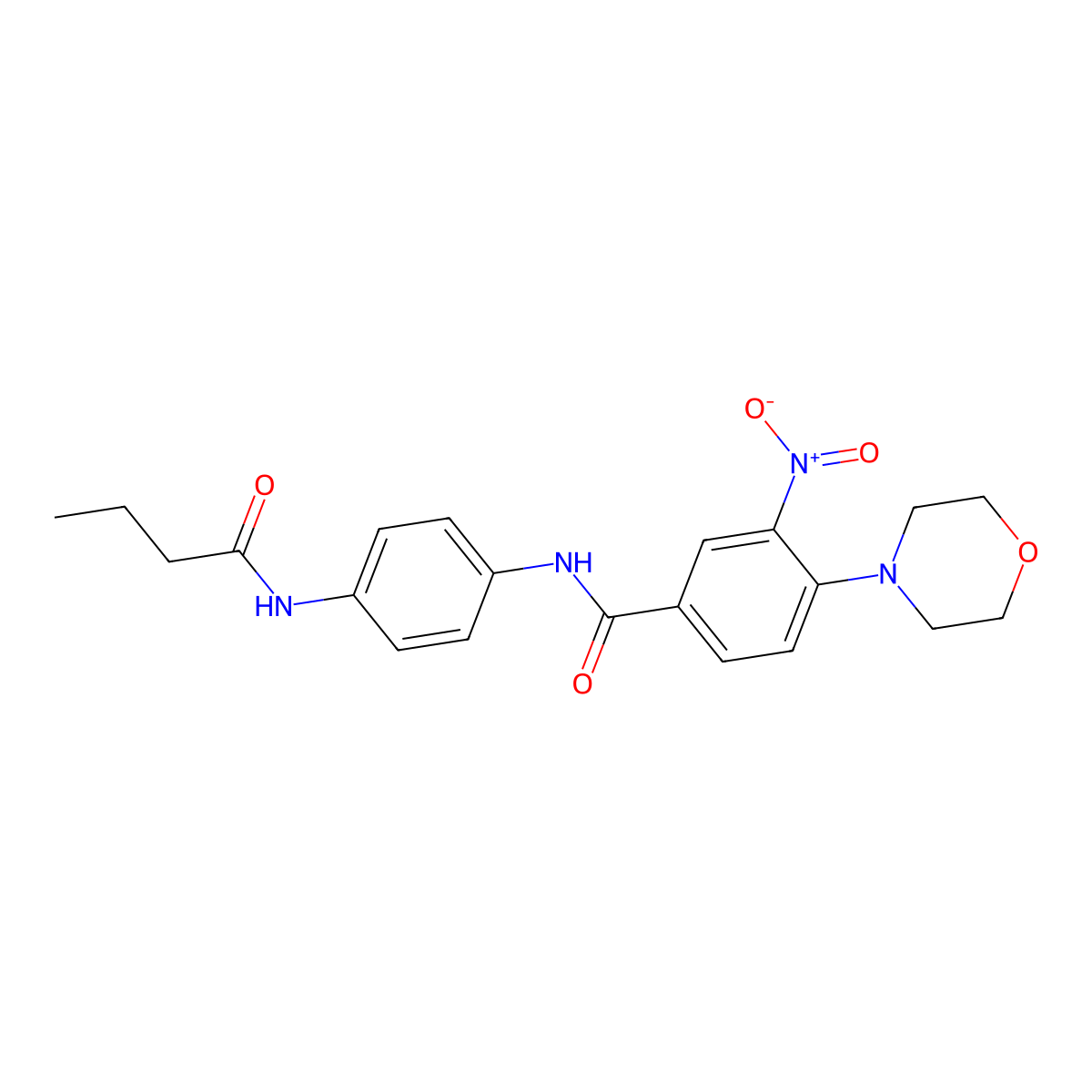 N-[4-(butanoylamino)phenyl]-4-morpholin-4-yl-3-nitrobenzamide molecular structure, CAS 832688-28-5