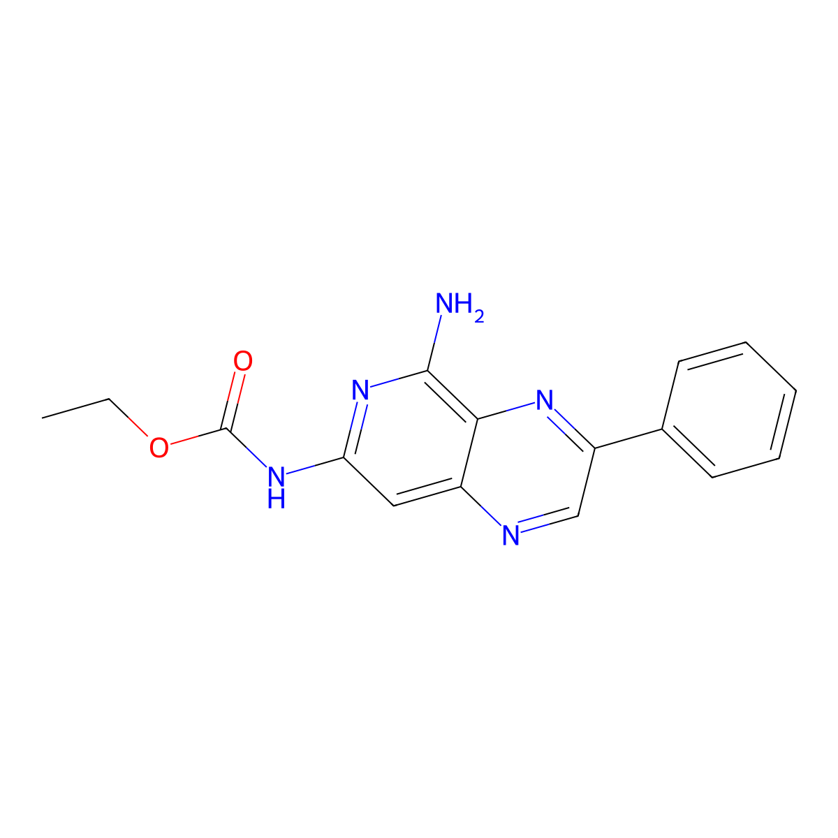 Carbamic acid, (5-amino-3-phenylpyrido(3,4-b)pyrazin-7-yl)-, ethyl ester molecular structure, CAS 83269-15-2