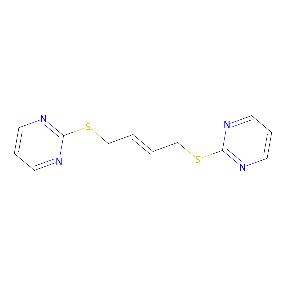 2-(4-Pyrimidin-2-ylsulfanylbut-2-enylsulfanyl)pyrimidine molecular structure, CAS 832690-71-8