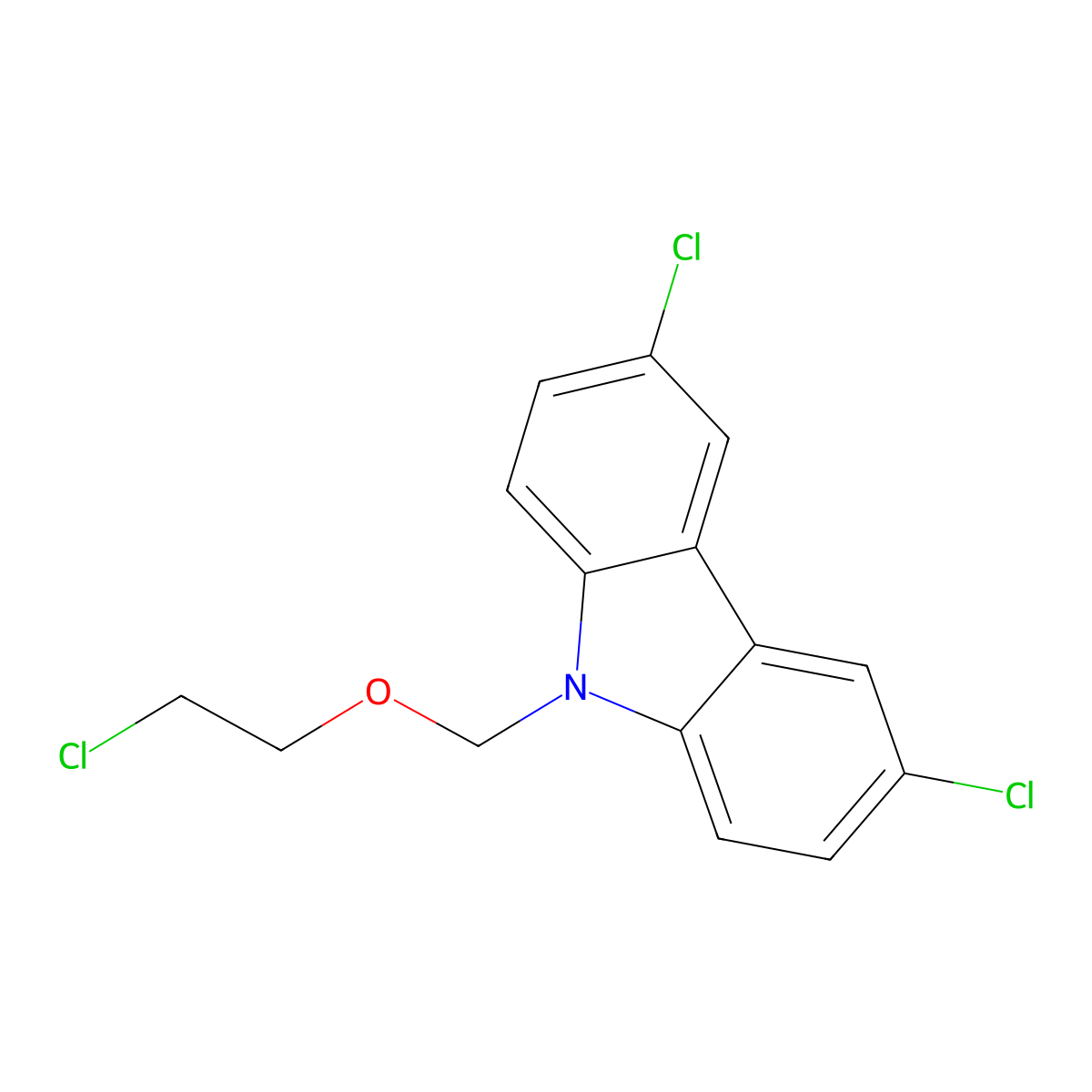 9H-Carbazole, 3,6-dichloro-9-[(2-chloroethoxy)methyl]- molecular structure, CAS 832690-97-8