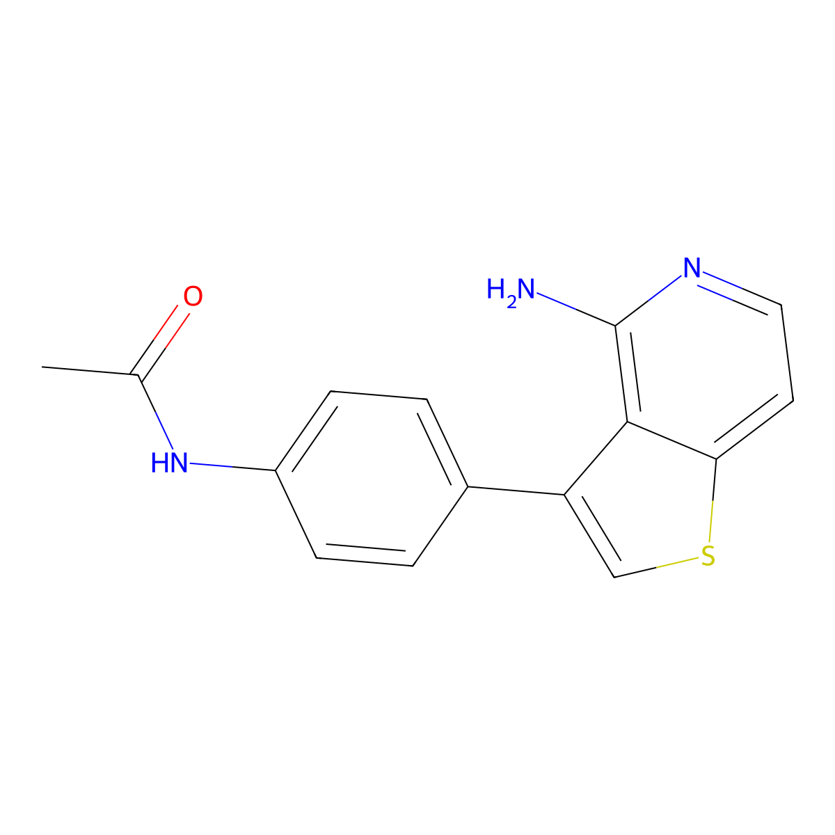n-[4-(4-Aminothieno[3,2-c]pyridin-3-yl)phenyl]acetamide molecular structure, CAS 832694-17-4