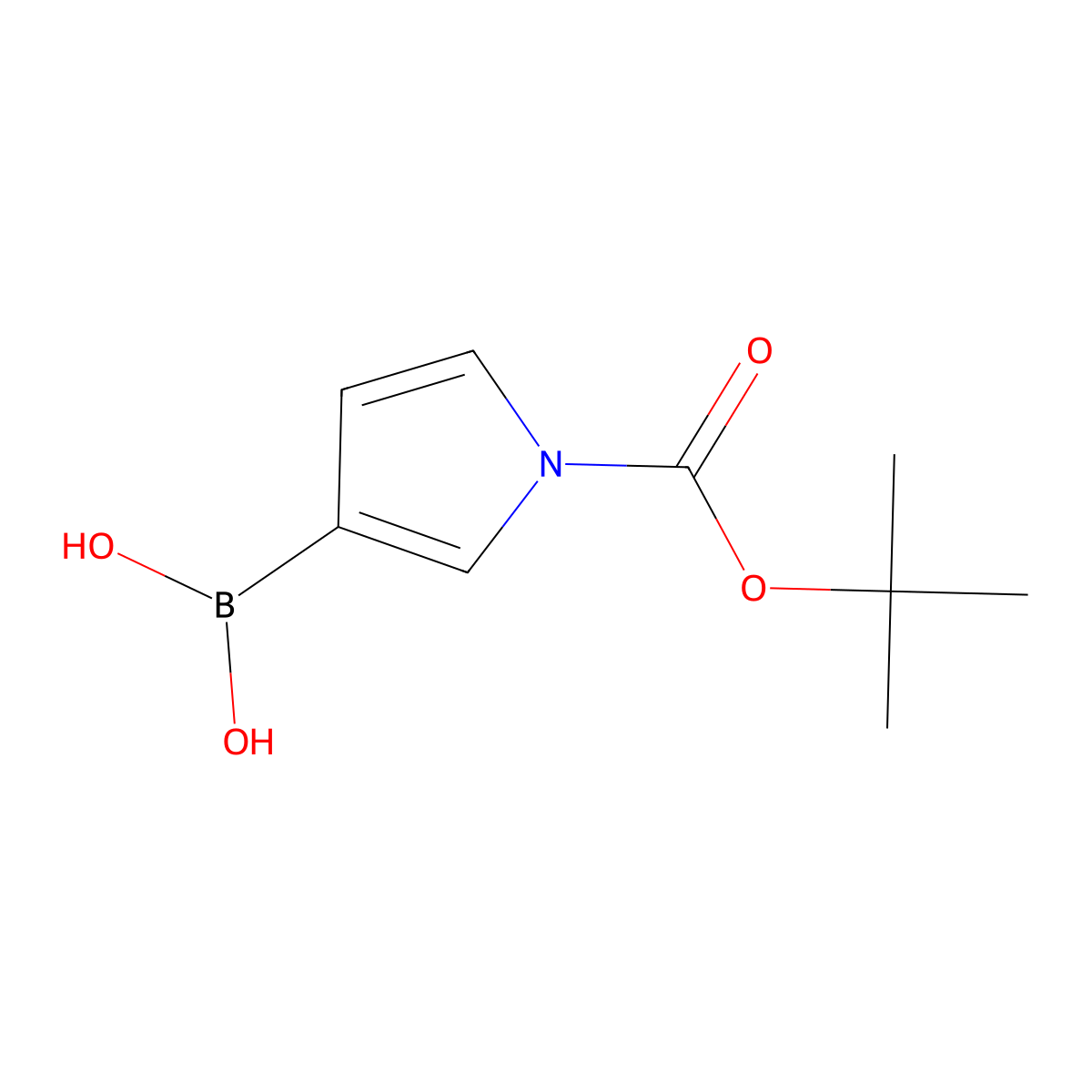 (1-(tert-Butoxycarbonyl)-1H-pyrrol-3-yl)boronic acid molecular structure, CAS 832697-40-2