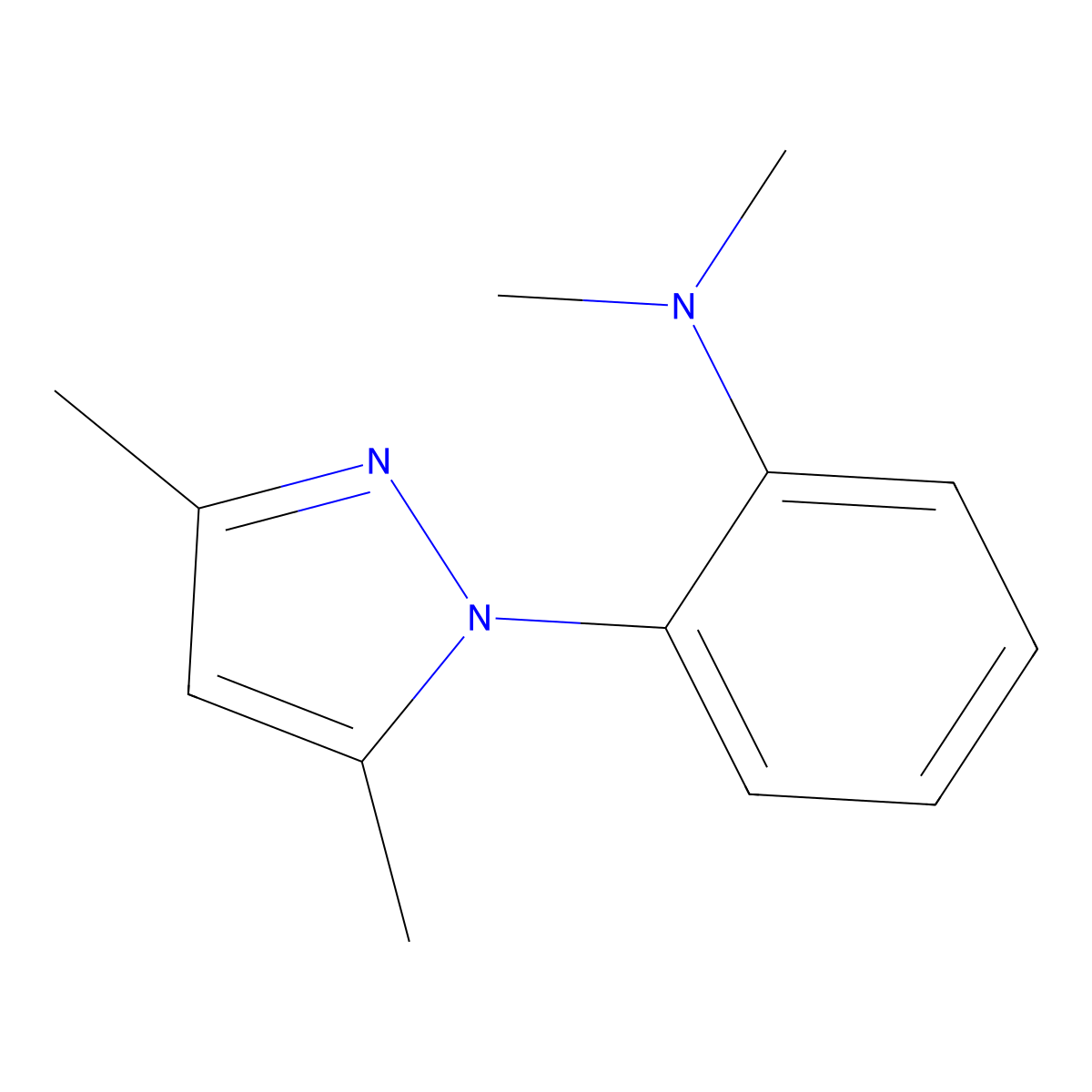Benzenamine, 2-(3,5-dimethyl-1H-pyrazol-1-yl)-N,N-dimethyl- molecular structure, CAS 832723-60-1