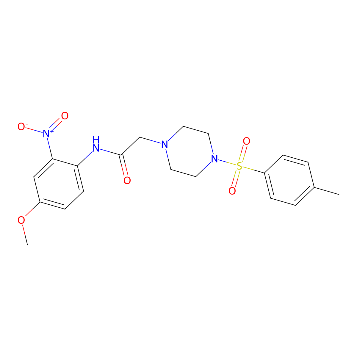 N-(4-methoxy-2-nitrophenyl)-2-{4-[(4-methylphenyl)sulfonyl]piperazin-1-yl}acetamide molecular structure, CAS 832727-24-9