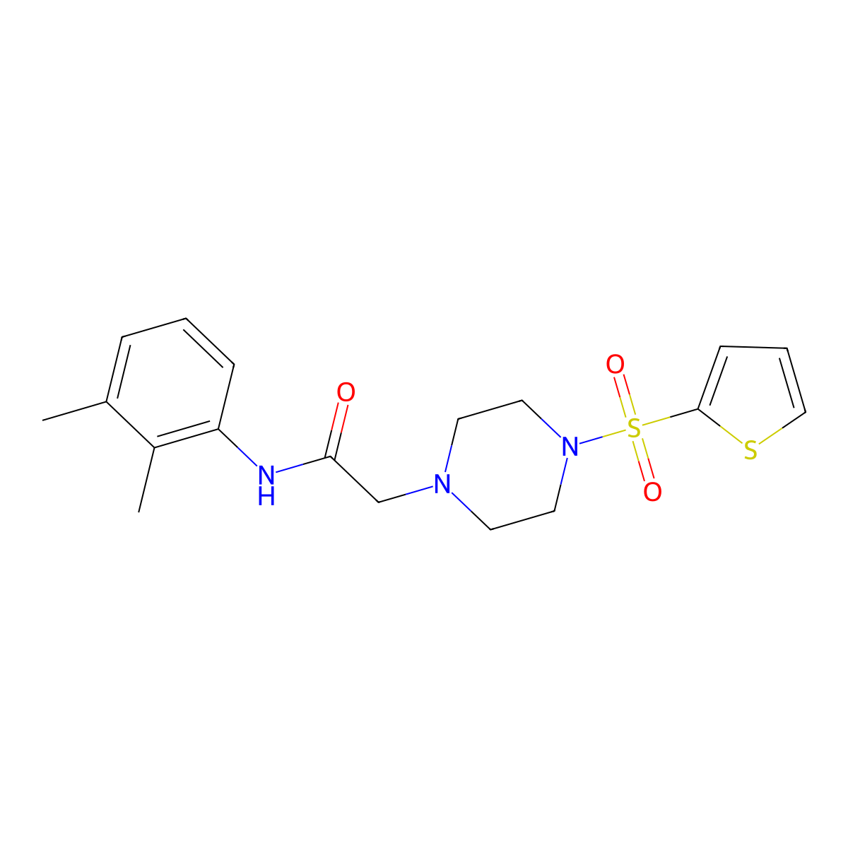 N-(2,3-dimethylphenyl)-2-(4-thiophen-2-ylsulfonylpiperazin-1-yl)acetamide molecular structure, CAS 832727-64-7