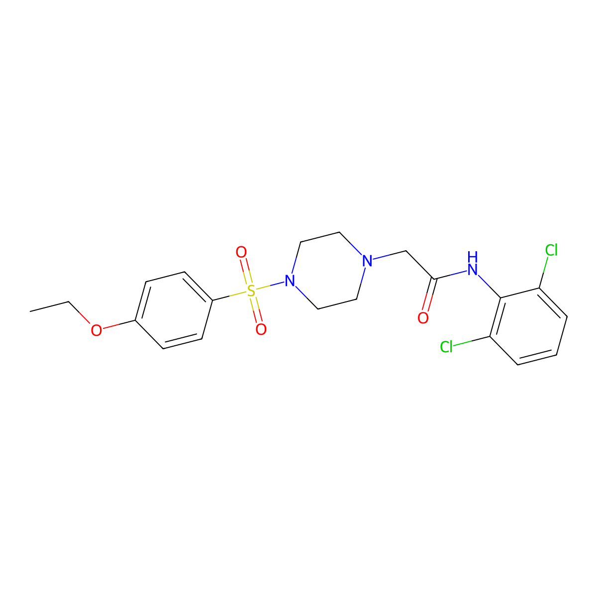 N-(2,6-dichlorophenyl)-2-{4-[(4-ethoxyphenyl)sulfonyl]piperazin-1-yl}acetamide molecular structure, CAS 832727-81-8