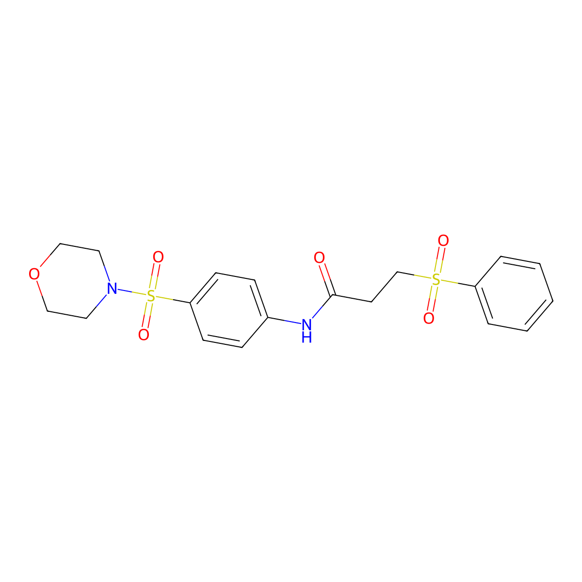 3-(benzenesulfonyl)-N-(4-morpholin-4-ylsulfonylphenyl)propanamide molecular structure, CAS 832727-90-9