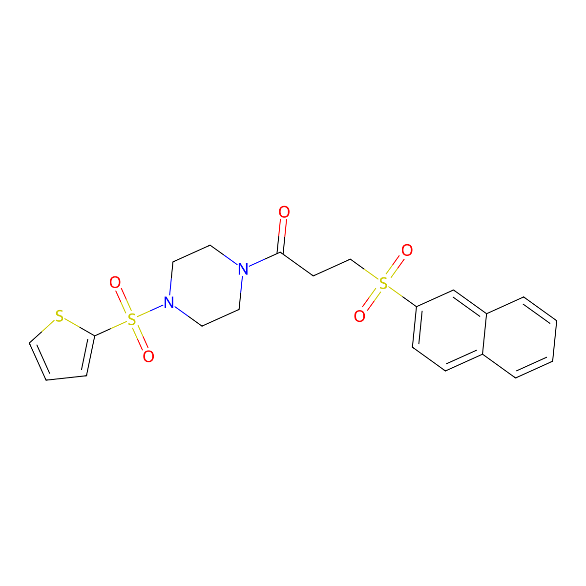 3-(Naphthalen-2-ylsulfonyl)-1-[4-(thiophen-2-ylsulfonyl)piperazin-1-yl]propan-1-one molecular structure, CAS 832727-91-0