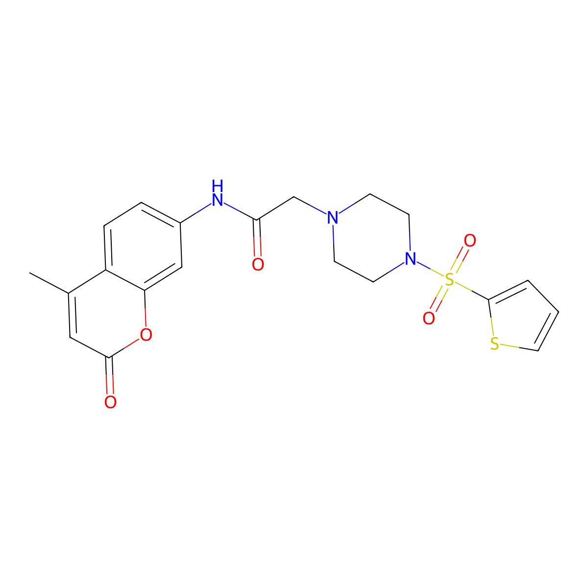 N-(4-methyl-2-oxo-2H-chromen-7-yl)-2-[4-(thiophen-2-ylsulfonyl)piperazin-1-yl]acetamide molecular structure, CAS 832728-10-6