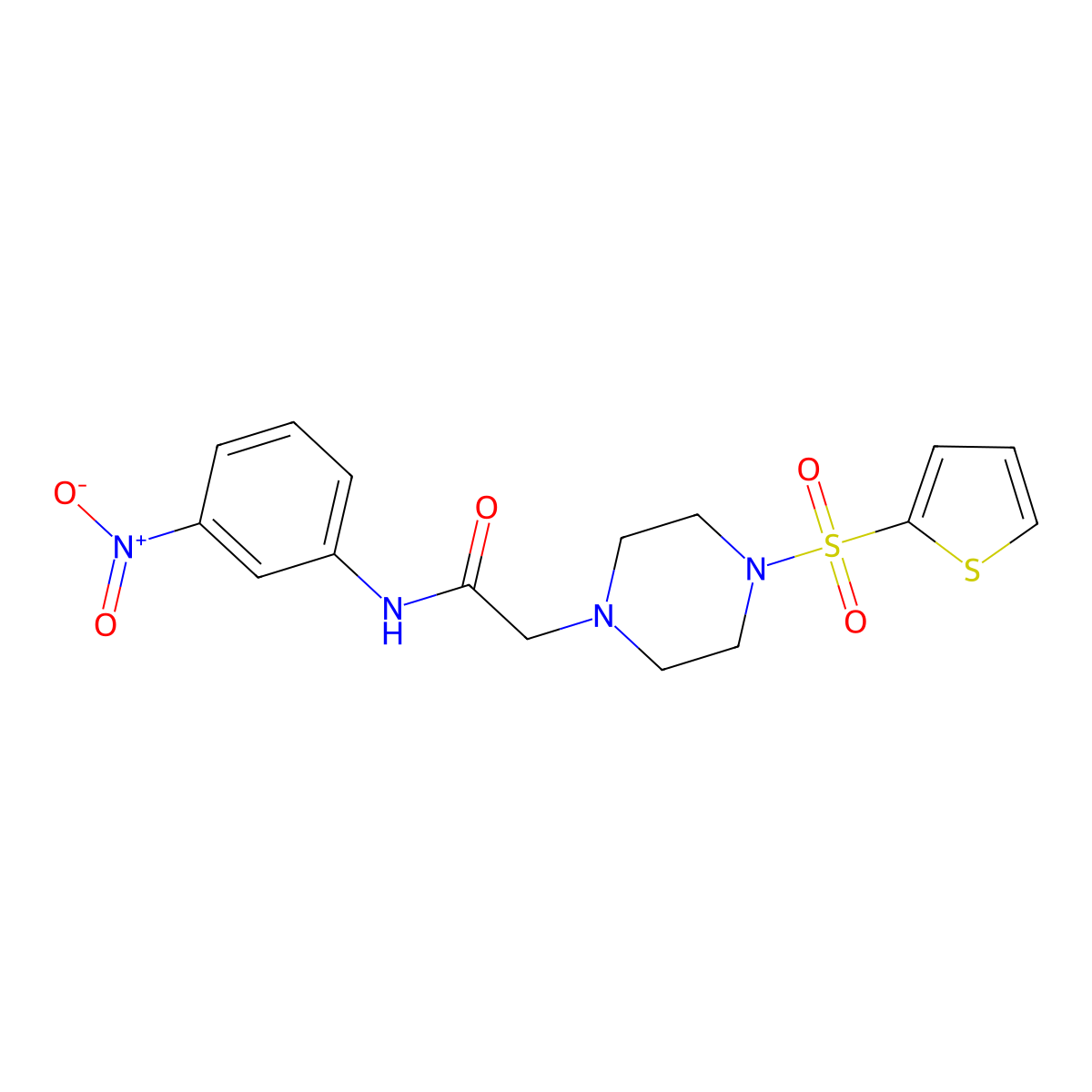 N-(3-nitrophenyl)-2-(4-thiophen-2-ylsulfonylpiperazin-1-yl)acetamide molecular structure, CAS 832728-40-2