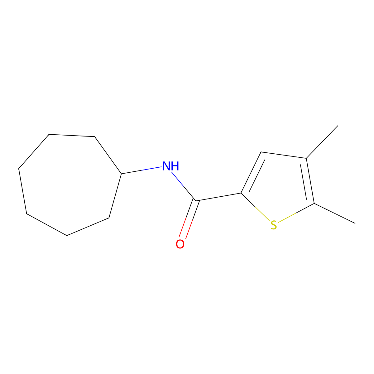 N-cycloheptyl-4,5-dimethylthiophene-2-carboxamide molecular structure, CAS 832728-50-4