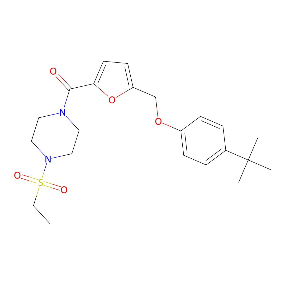 {5-[(4-Tert-butylphenoxy)methyl]furan-2-yl}[4-(ethylsulfonyl)piperazin-1-yl]methanone molecular structure, CAS 832728-59-3