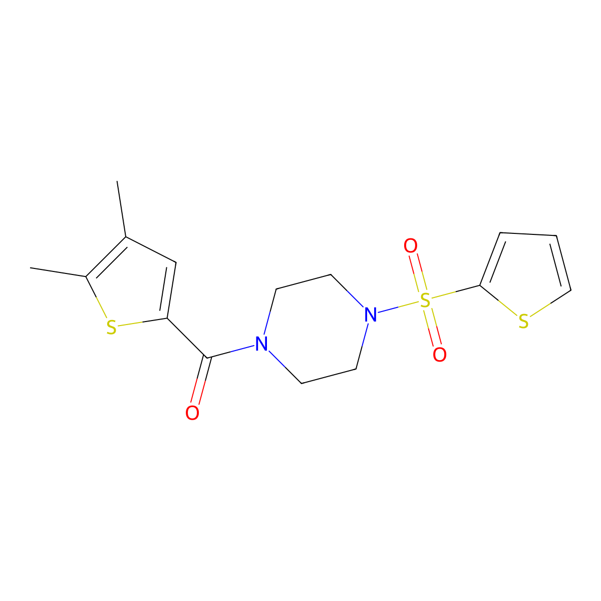 (4,5-Dimethylthiophen-2-yl)[4-(thiophen-2-ylsulfonyl)piperazin-1-yl]methanone molecular structure, CAS 832728-69-5