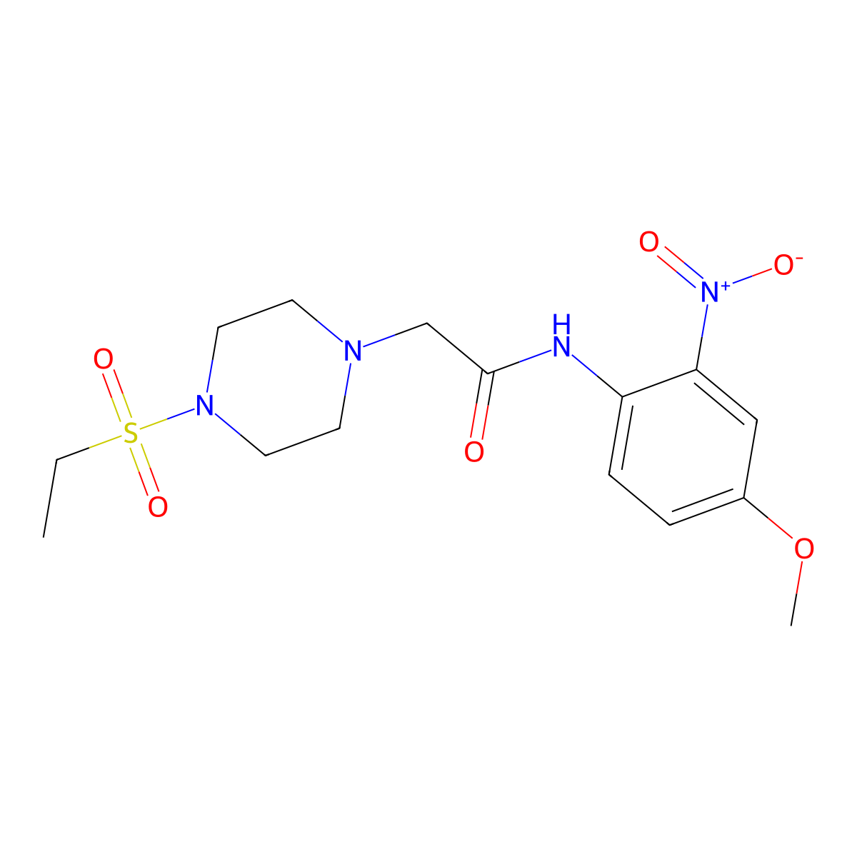 2-[4-(ethylsulfonyl)piperazin-1-yl]-N-(4-methoxy-2-nitrophenyl)acetamide molecular structure, CAS 832728-71-9