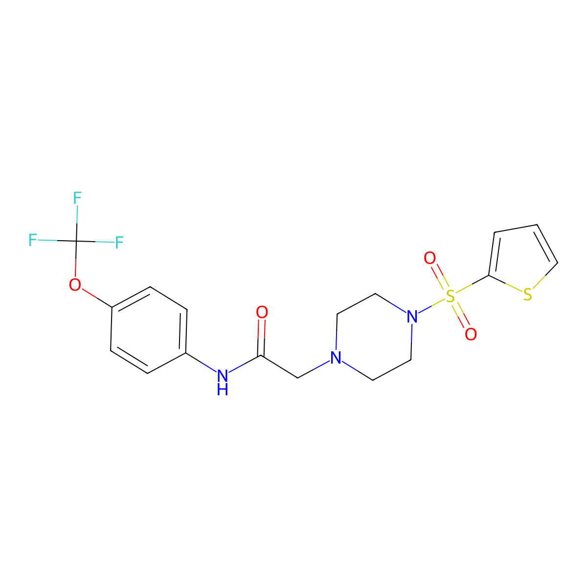 2-[4-(thiophen-2-ylsulfonyl)piperazin-1-yl]-N-[4-(trifluoromethoxy)phenyl]acetamide molecular structure, CAS 832728-80-0