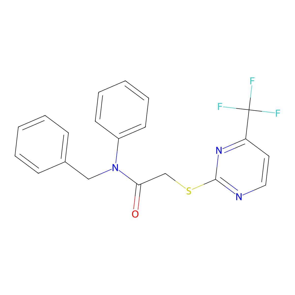 N-benzyl-N-phenyl-2-{[4-(trifluoromethyl)pyrimidin-2-yl]sulfanyl}acetamide molecular structure, CAS 832728-85-5