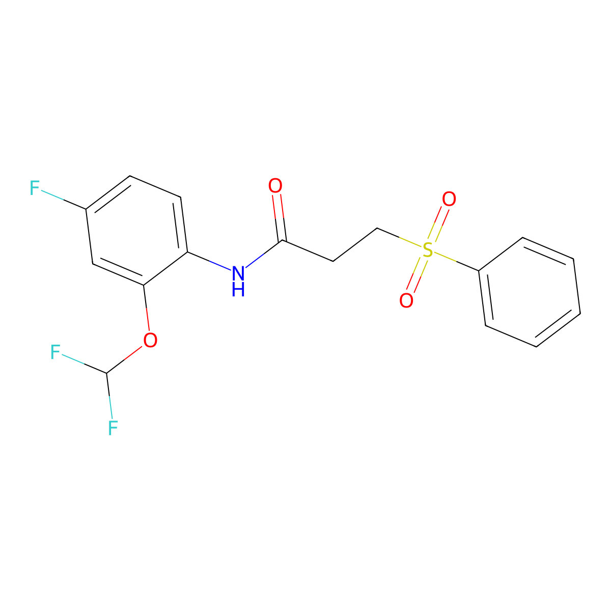N-[2-(difluoromethoxy)-4-fluorophenyl]-3-(phenylsulfonyl)propanamide molecular structure, CAS 832728-93-5