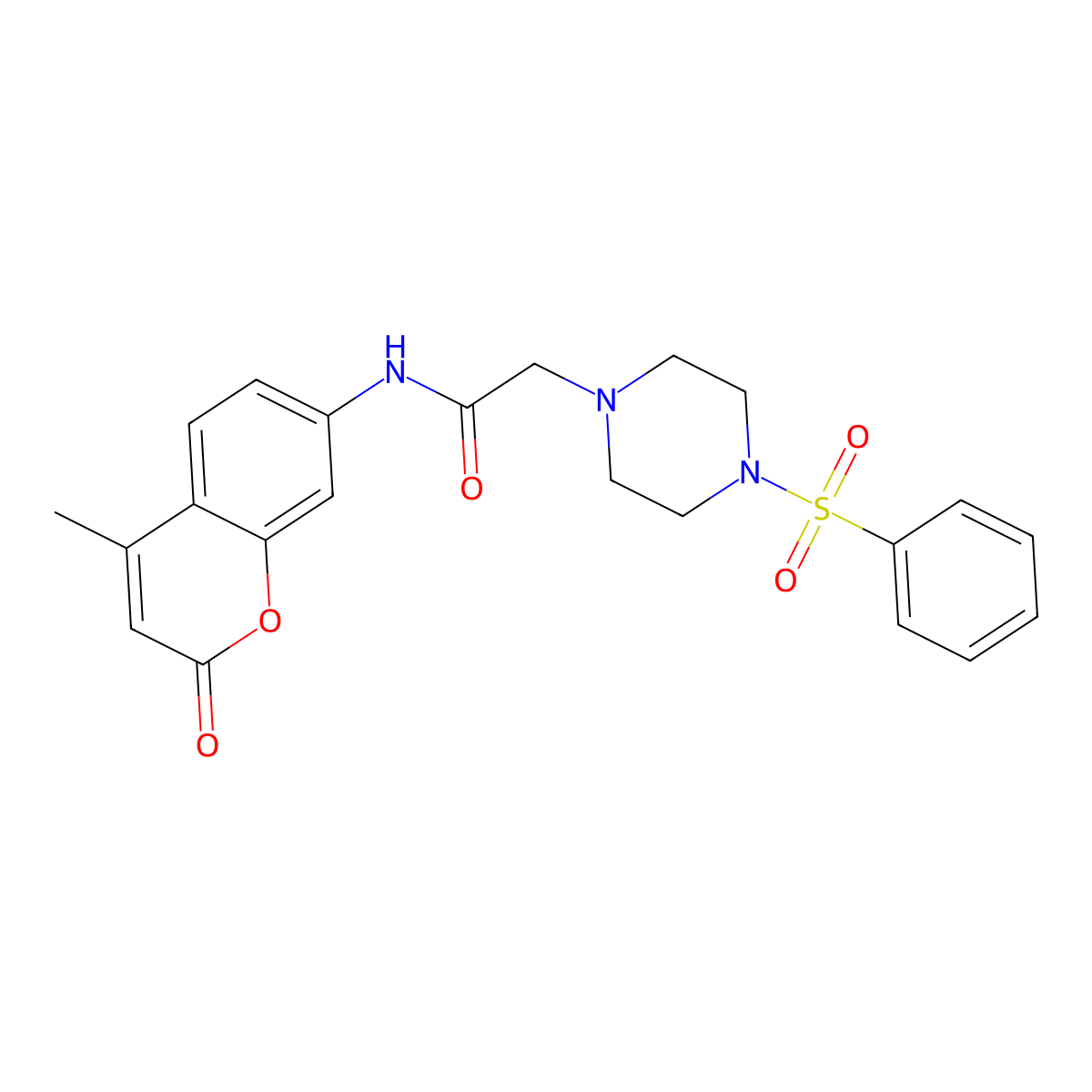 N-(4-methyl-2-oxo-2H-chromen-7-yl)-2-[4-(phenylsulfonyl)piperazin-1-yl]acetamide molecular structure, CAS 832729-03-0