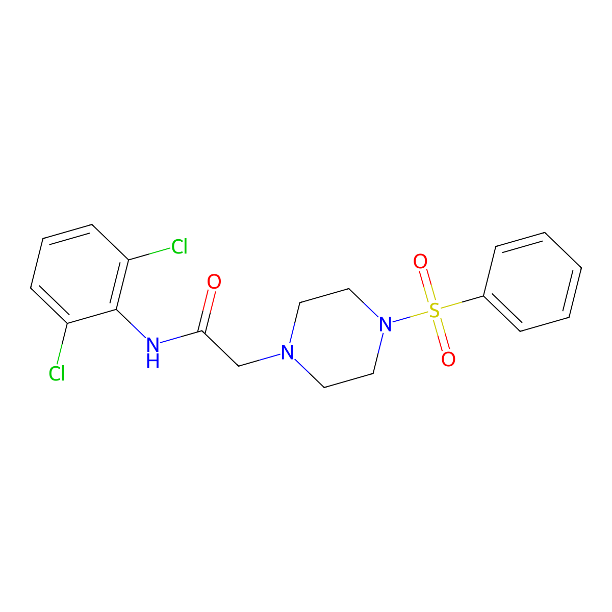 2-[4-(benzenesulfonyl)piperazin-1-yl]-N-(2,6-dichlorophenyl)acetamide molecular structure, CAS 832729-11-0