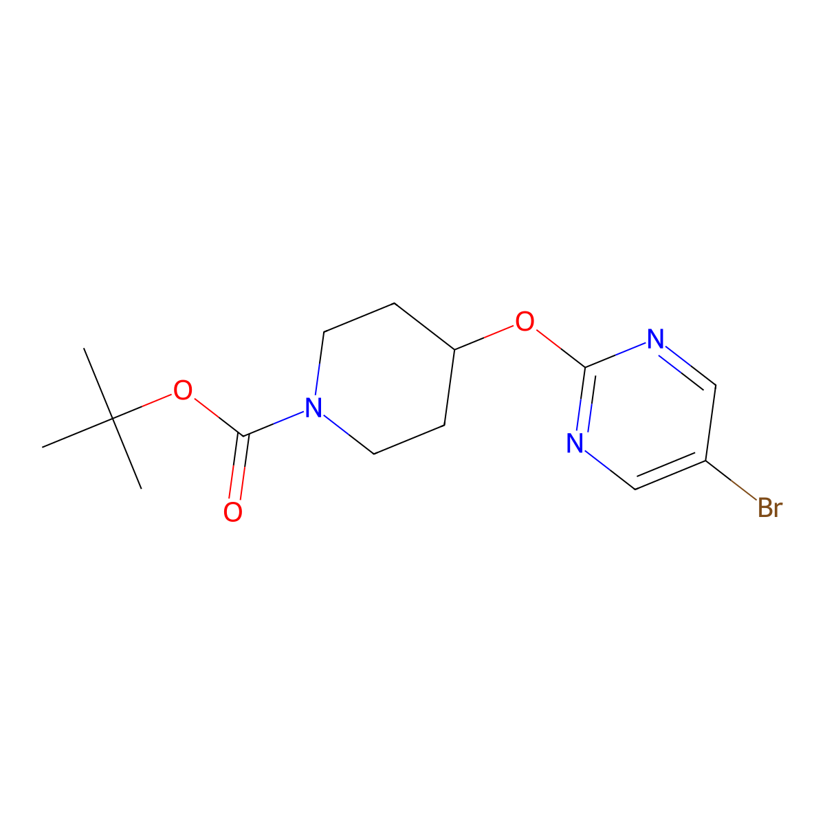 tert-Butyl 4-((5-bromopyrimidin-2-yl)oxy)piperidine-1-carboxylate molecular structure, CAS 832735-41-8