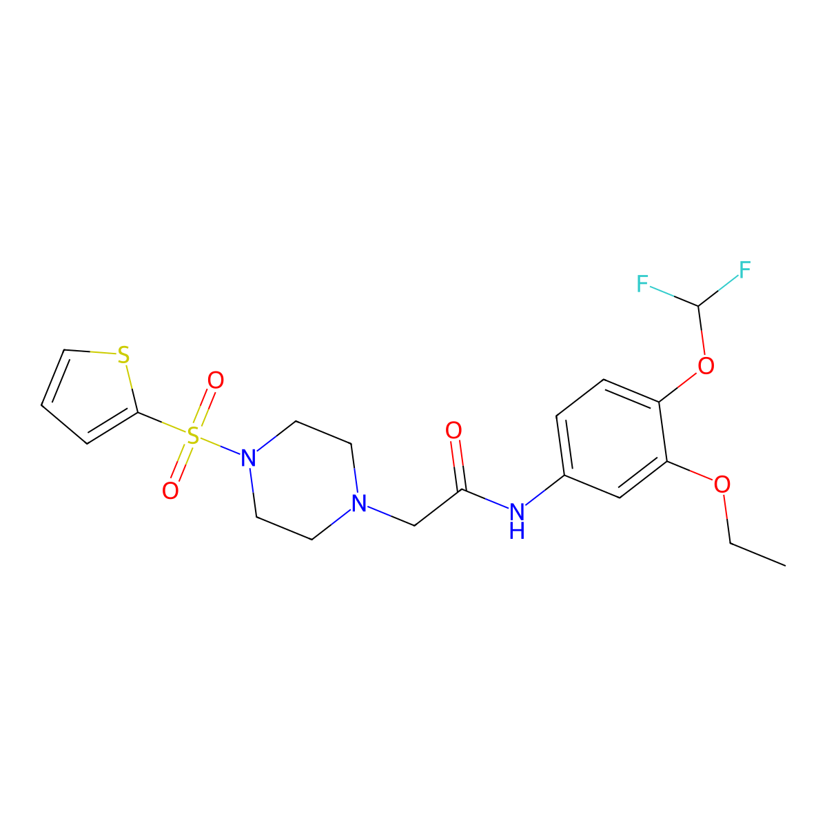 N-[4-(difluoromethoxy)-3-ethoxyphenyl]-2-[4-(thiophen-2-ylsulfonyl)piperazin-1-yl]acetamide molecular structure, CAS 832736-30-8