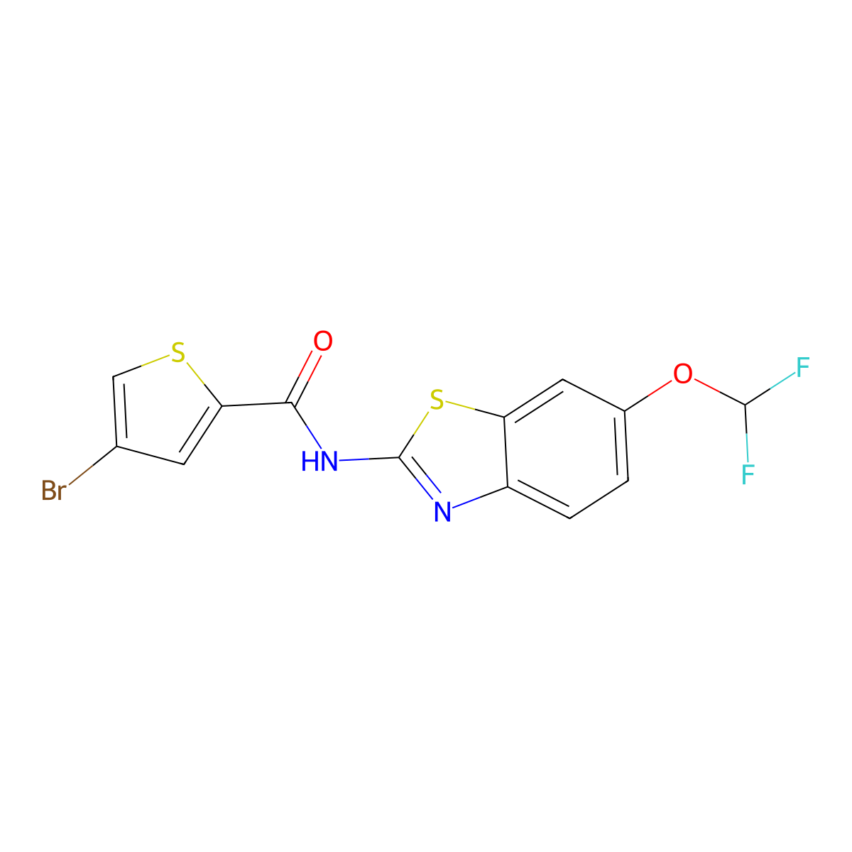 4-bromo-N-[6-(difluoromethoxy)-1,3-benzothiazol-2-yl]thiophene-2-carboxamide molecular structure, CAS 832736-32-0