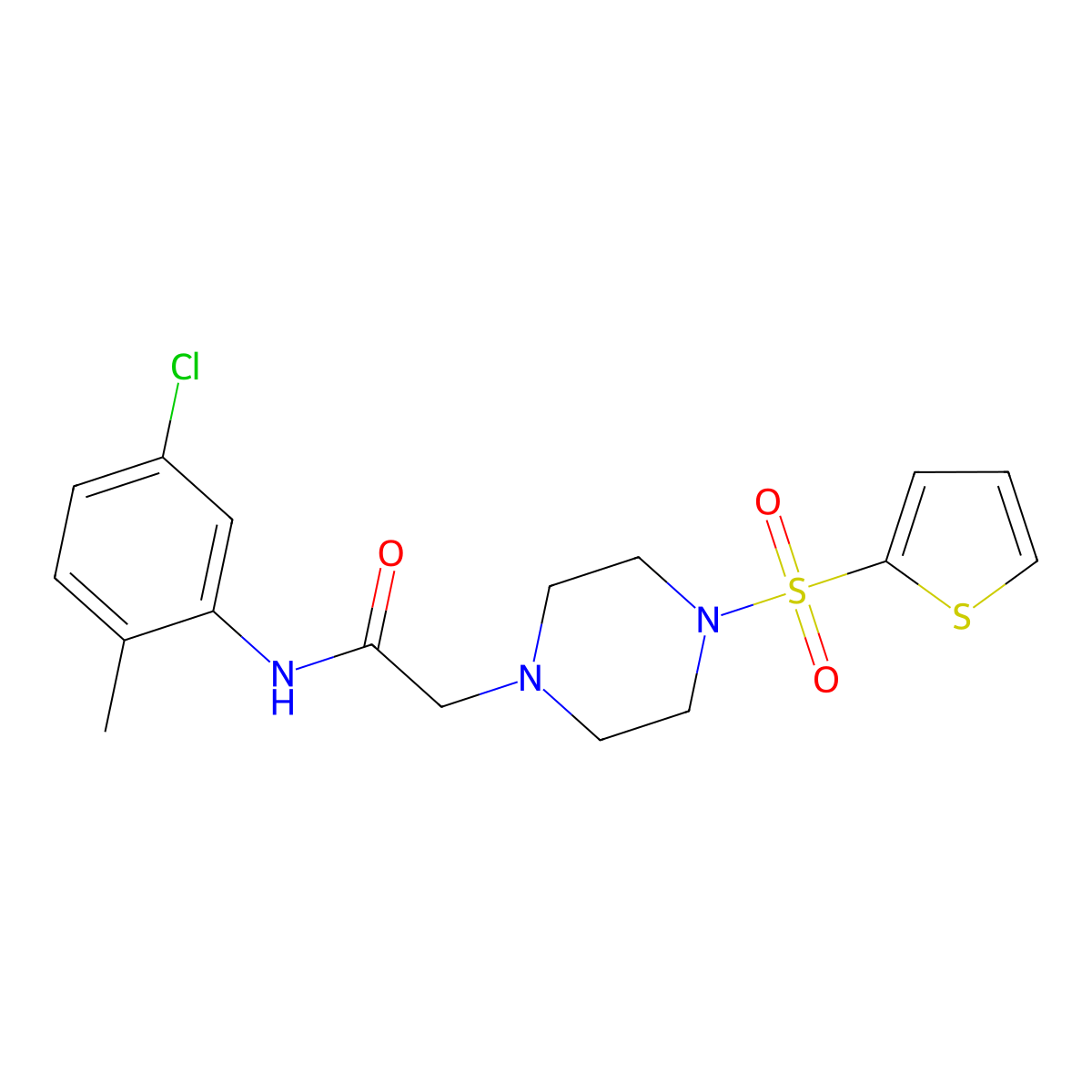 N-(5-chloro-2-methylphenyl)-2-(4-thiophen-2-ylsulfonylpiperazin-1-yl)acetamide molecular structure, CAS 832736-33-1