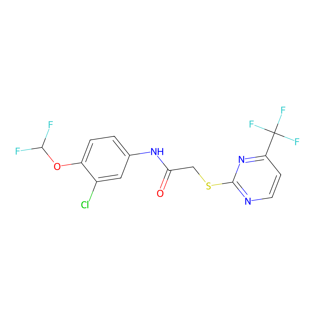N-[3-chloro-4-(difluoromethoxy)phenyl]-2-{[4-(trifluoromethyl)pyrimidin-2-yl]sulfanyl}acetamide molecular structure, CAS 832736-54-6