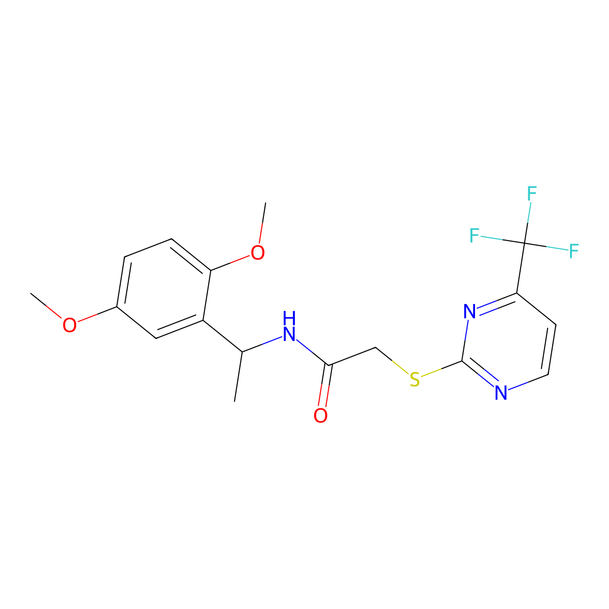 N-[1-(2,5-dimethoxyphenyl)ethyl]-2-{[4-(trifluoromethyl)pyrimidin-2-yl]sulfanyl}acetamide molecular structure, CAS 832736-68-2