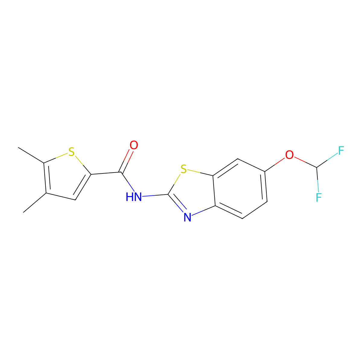 N-[6-(difluoromethoxy)-1,3-benzothiazol-2-yl]-4,5-dimethylthiophene-2-carboxamide molecular structure, CAS 832736-71-7