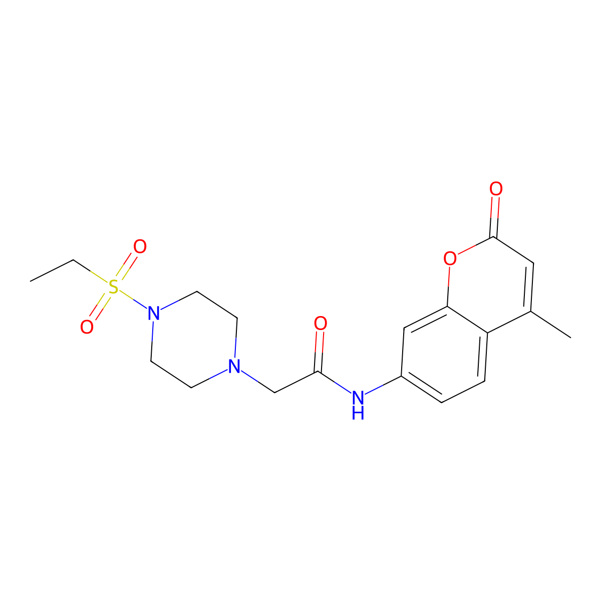 2-[4-(ethylsulfonyl)piperazin-1-yl]-N-(4-methyl-2-oxo-2H-chromen-7-yl)acetamide molecular structure, CAS 832736-98-8