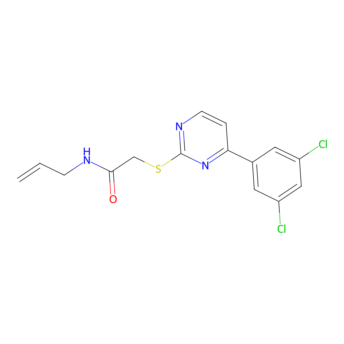 2-{[4-(3,5-dichlorophenyl)pyrimidin-2-yl]sulfanyl}-N-(prop-2-en-1-yl)acetamide molecular structure, CAS 832737-09-4