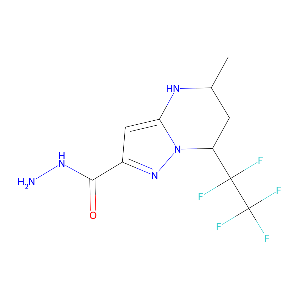 5-Methyl-7-(pentafluoroethyl)-4,5,6,7-tetrahydropyrazolo[1,5-a]pyrimidine-2-carbohydrazide molecular structure, CAS 832737-11-8