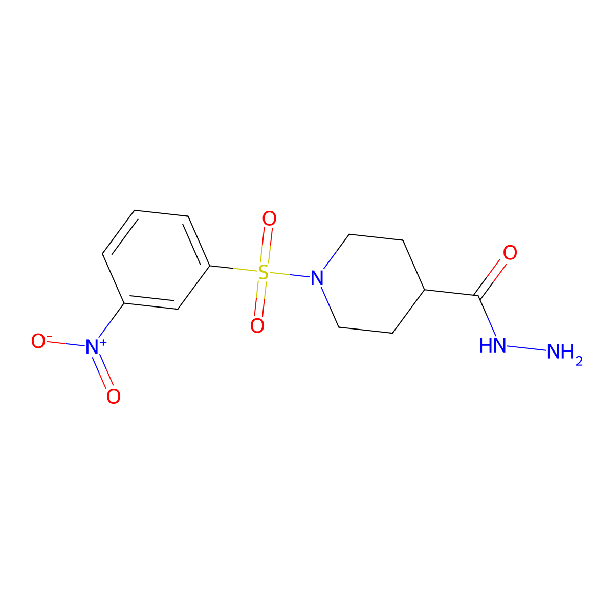 1-((3-Nitrophenyl)sulfonyl)piperidine-4-carbohydrazide molecular structure, CAS 832737-28-7