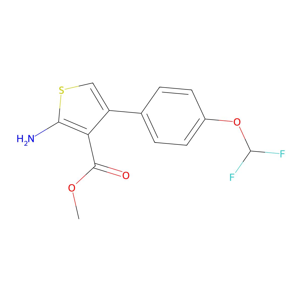 Methyl 2-amino-4-[4-(difluoromethoxy)phenyl]thiophene-3-carboxylate molecular structure, CAS 832737-30-1