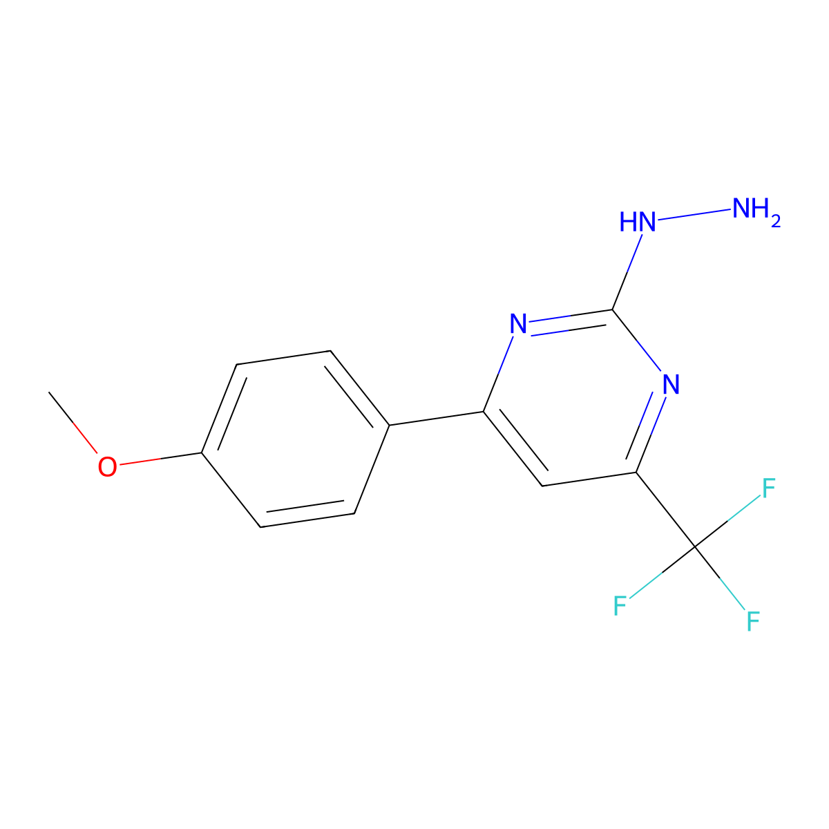 2-Hydrazinyl-4-(4-methoxyphenyl)-6-(trifluoromethyl)pyrimidine molecular structure, CAS 832737-33-4
