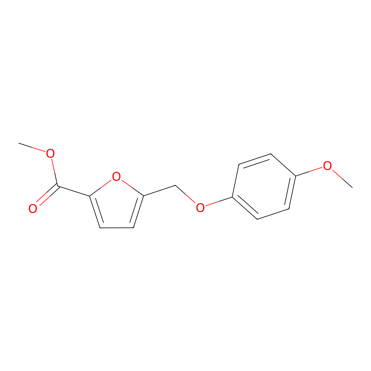 Methyl 5-[(4-methoxyphenoxy)methyl]furan-2-carboxylate molecular structure, CAS 832737-34-5