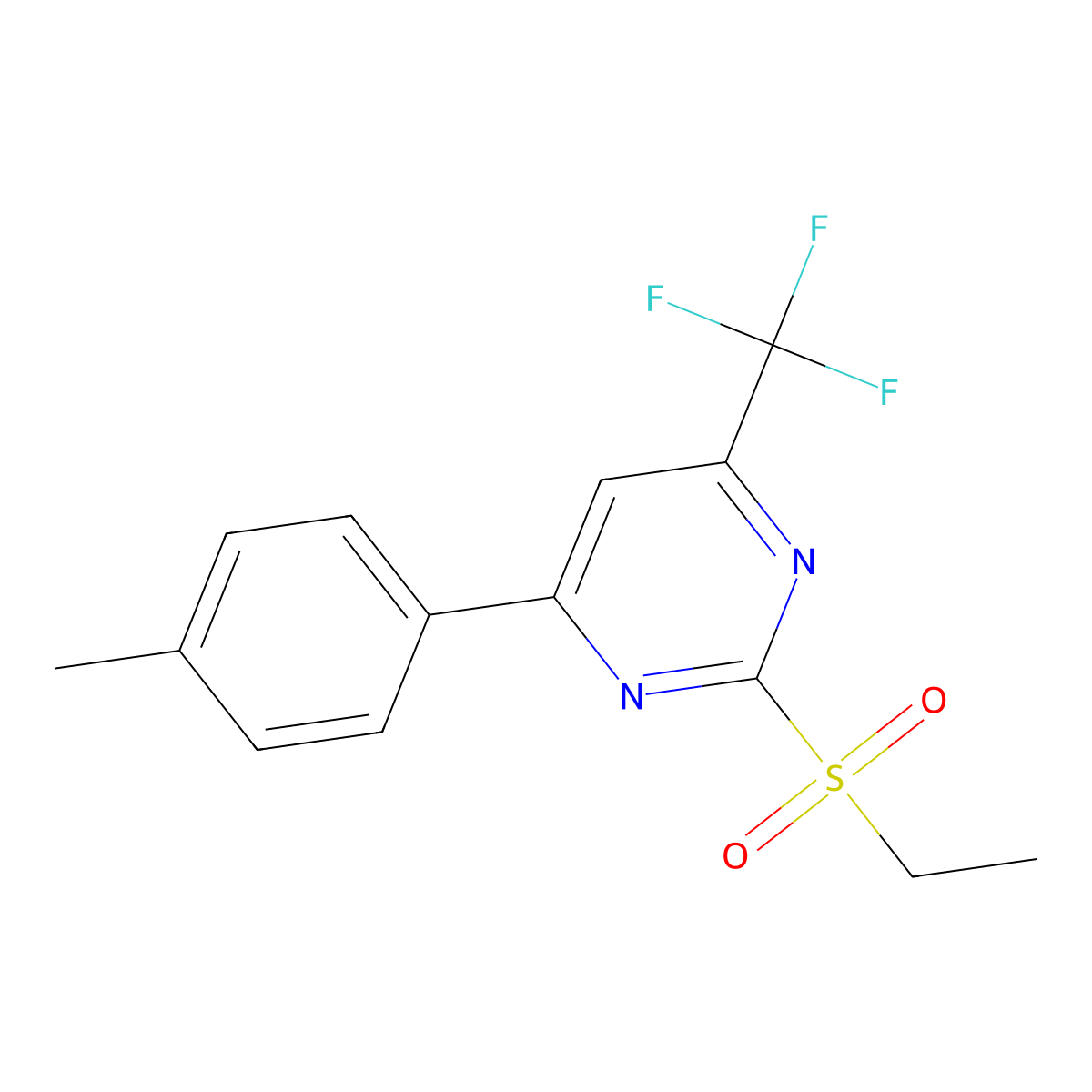 2-(Ethylsulfonyl)-4-(p-tolyl)-6-(trifluoromethyl)pyrimidine molecular structure, CAS 832737-37-8