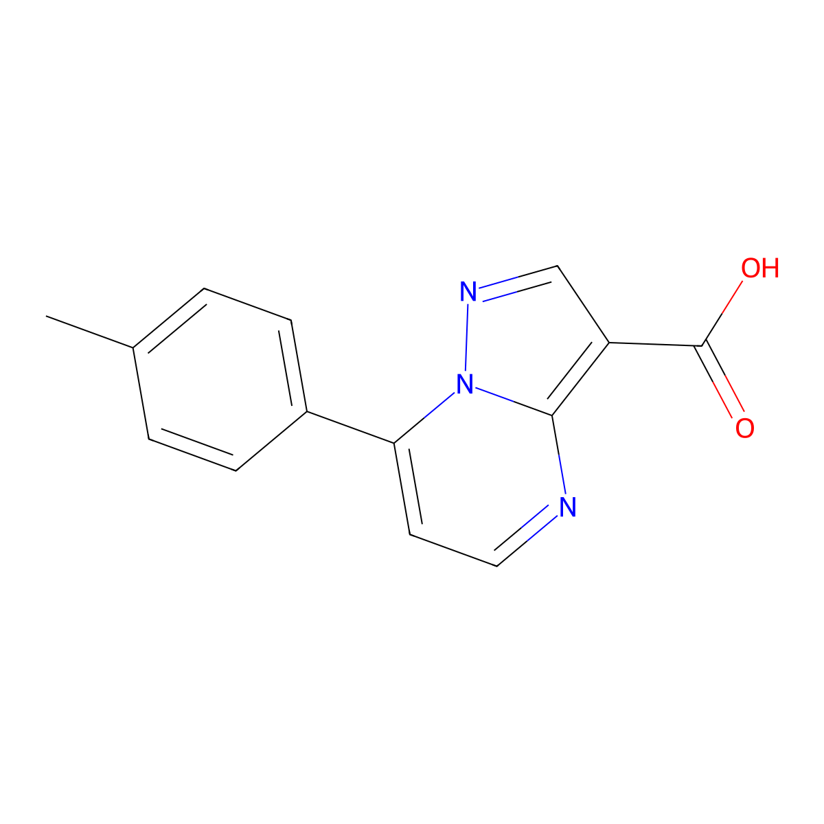 7-(4-Methylphenyl)pyrazolo[1,5-a]pyrimidine-3-carboxylic acid molecular structure, CAS 832737-51-6