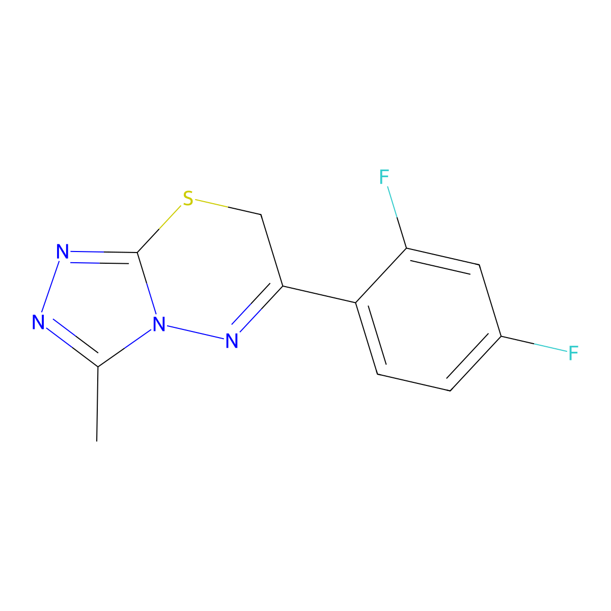 6-(2,4-Difluorophenyl)-3-methyl-7H-1,2,4-triazolo(3,4-b)(1,3,4)thiadiazine molecular structure, CAS 832737-52-7