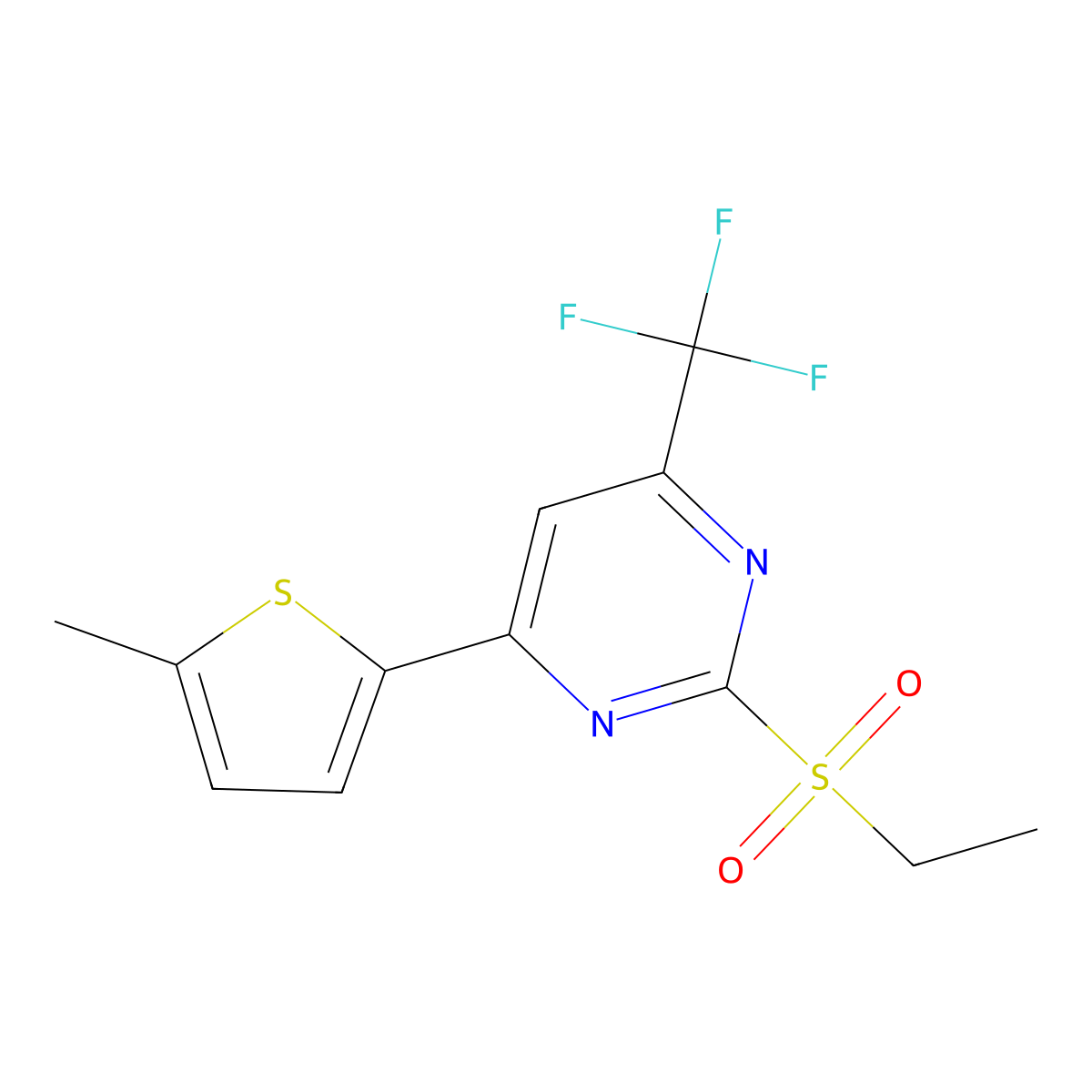 2-(Ethylsulfonyl)-4-(5-methylthiophen-2-yl)-6-(trifluoromethyl)pyrimidine molecular structure, CAS 832737-60-7