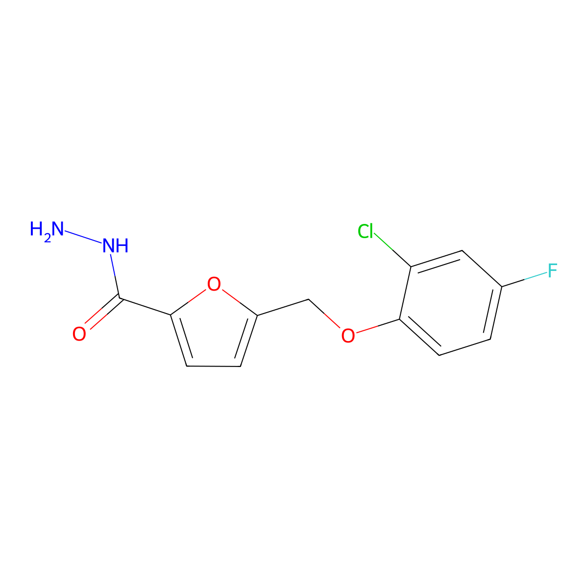 5-[(2-Chloro-4-fluorophenoxy)methyl]furan-2-carbohydrazide molecular structure, CAS 832737-61-8