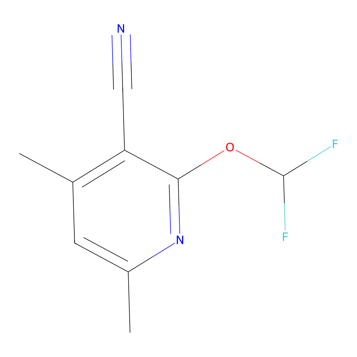 2-(Difluoromethoxy)-4,6-dimethylnicotinonitrile molecular structure, CAS 832737-66-3