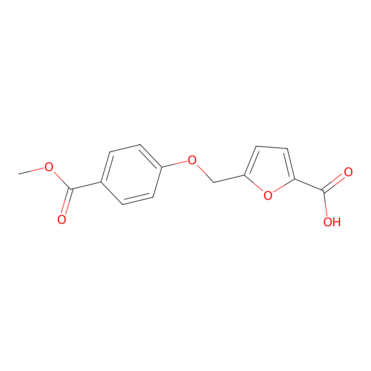 5-{[4-(Methoxycarbonyl)phenoxy]methyl}furan-2-carboxylic acid molecular structure, CAS 832737-69-6