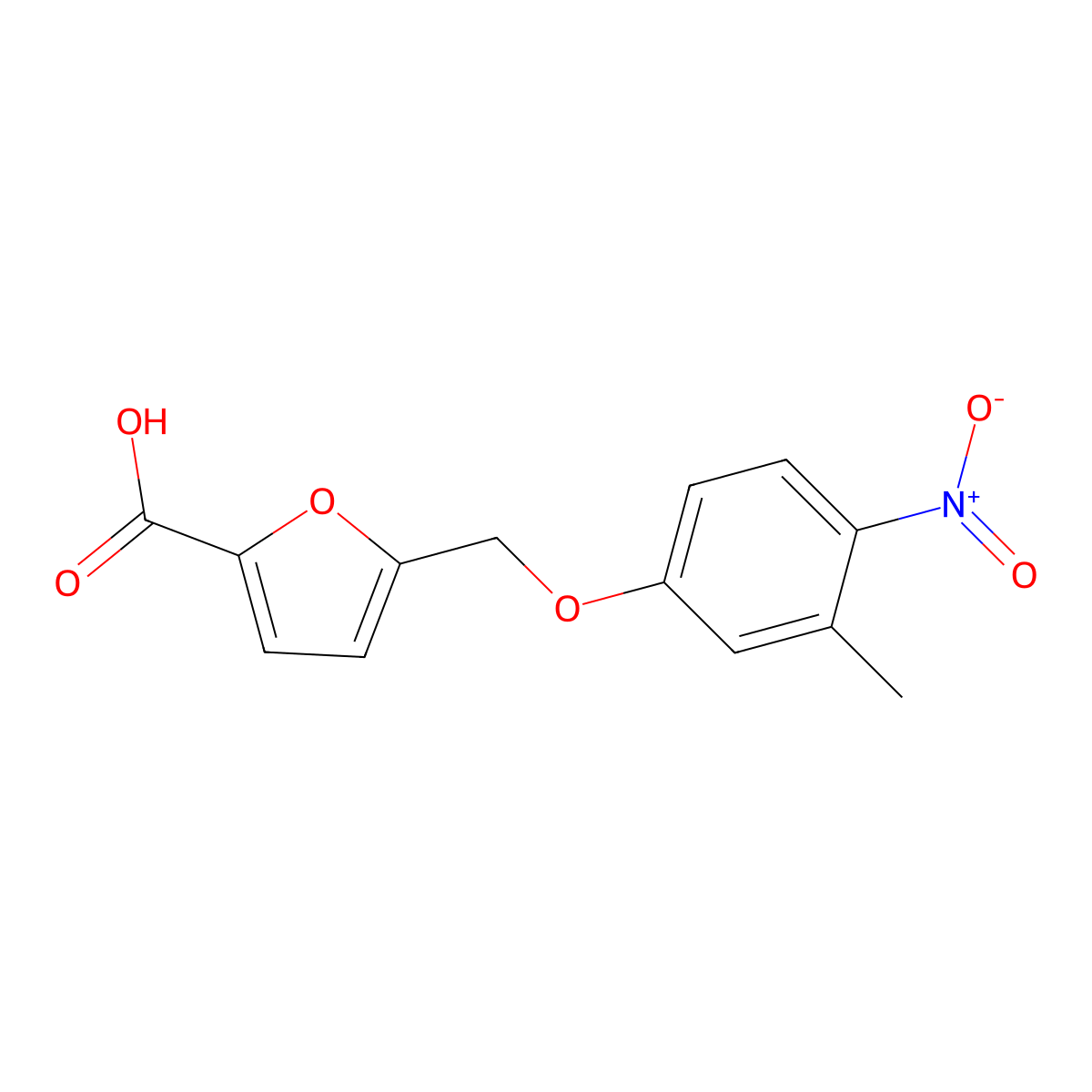 5-[(3-Methyl-4-nitrophenoxy)methyl]furan-2-carboxylic acid molecular structure, CAS 832737-73-2